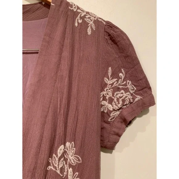 Sadie & Sage Womens Maxi Dress Small Mauve Cottagecore Floral Embroidered V-Neck - Picture 6 of 10